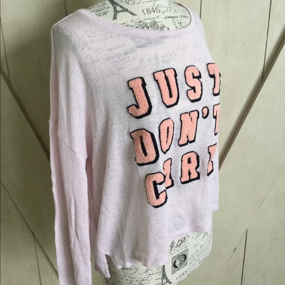 💗H&M Just Don't Care Pink Fluffy Letter Sweater💗 - Picture 2 of 6